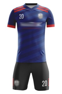 大量訂製間條足球服 設計V領橡筋腰圍2色短褲 足球服套裝供應商  FJ020